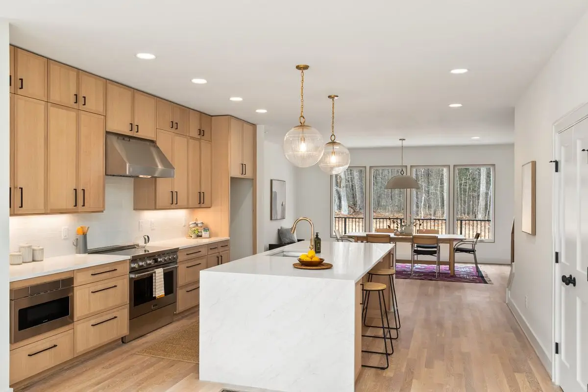 A bright residential kitchen with cabinets and counters. Rockford.